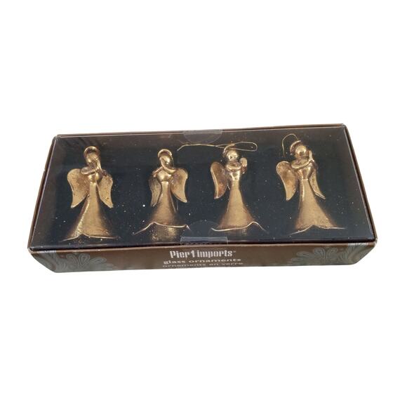 Pier 1 Imports Glass Angel Ornaments Set of 4 Gold Color - Picture 1 of 5
